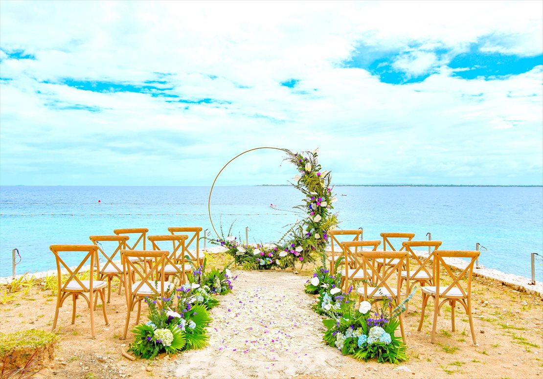 Oceanfront Island Blue Sky Wedding